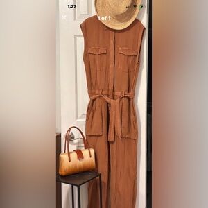 Young Fabulous & Broke Rust Utility Jumpsuit Belted Wide Leg Cropped One Piece